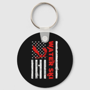 Porte-clés Water Ski Drapeau Américain Plages Vague Lover Wat