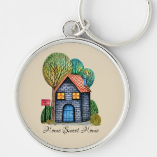 Porte-clés Watercolor cute Home Sweet Home Art