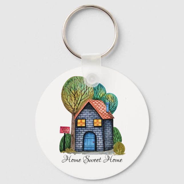 Porte-clés Watercolor cute Home Sweet Home Art (Recto)