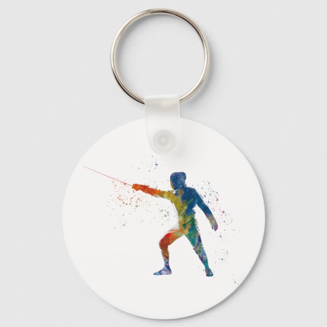Porte-clés watercolor fencing (Recto)