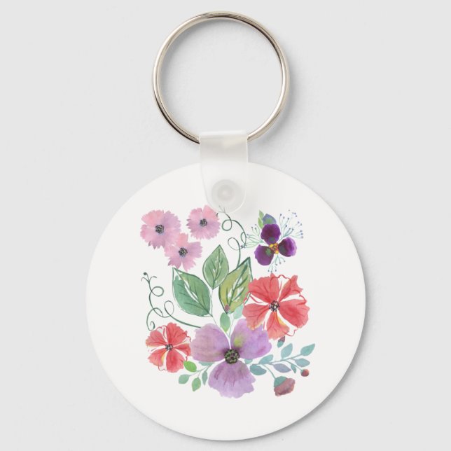 Porte-clés Watercolor flowers (Recto)