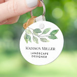 Porte-clés Watercolor Greenery Landscape Designer<br><div class="desc">This landscape designer key chain is decorated with watercolor greenery.
Easily customizable.
Use the Design Tool to change the text size,  style,  or color.
Original Watercolor © Michele Davies.</div>