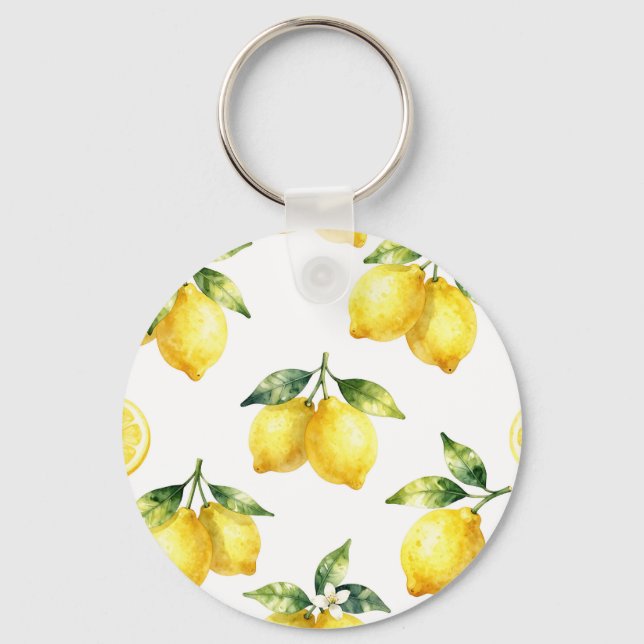Porte-clés Watercolor Lemon Pattern (Recto)