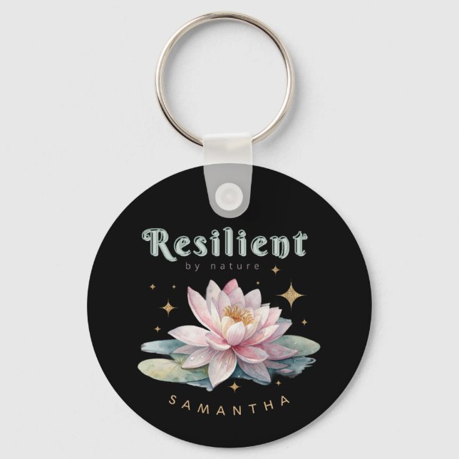 Porte-clés watercolor lotus flower motivational personalized (Recto)
