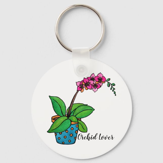Porte-clés Watercolor Orchid Plant (Recto)