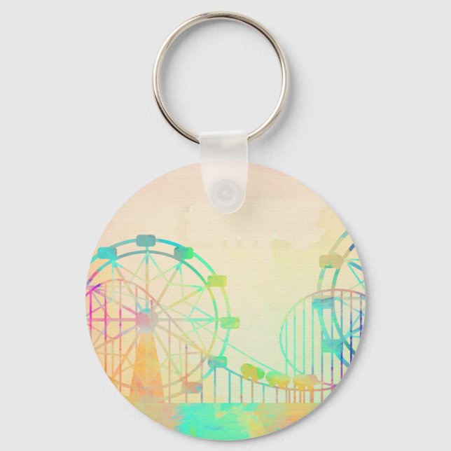 Porte-clés Watercolor Painting Ferris Wheel Fairground Art (Recto)