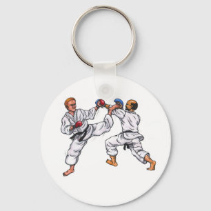 Porte-clés watercolor peinture karaté hommes de combat tourno