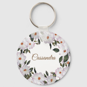 Porte-clés Watercolor Pink Roses Ballerina Floral Design