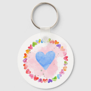 Porte-clés Watercolor Rainbow Heart Keychain