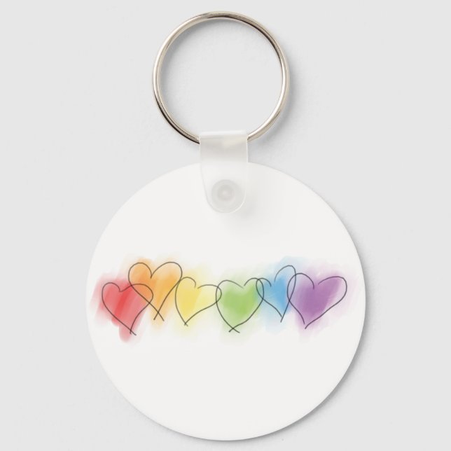 Porte-clés Watercolor Rainbow Hearts (Recto)