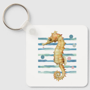 PORTE-CLÉS WATERCOLOR SEAHORSE, COASTAL BEACH VACATION RENTAL
