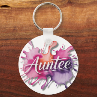 Porte-clés Watercolor Splash with Auntee typography 