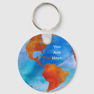 Porte-clés Watercolor World Vous Êtes Ici