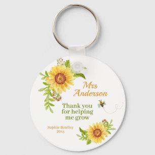 Porte-clés Watercolor Yellow Sunflower Teacher Appreciation