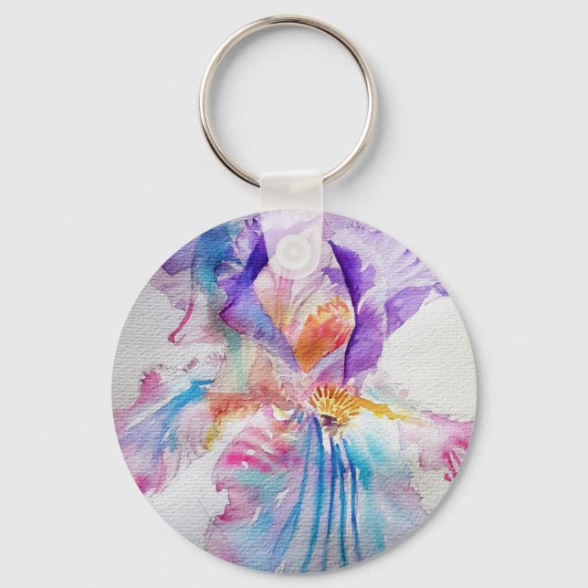 Porte-clés Watercolour Iris Flower Painting art irises (Recto)
