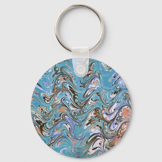 Porte-clés Waves In Blue Acrylic Pour Abstract Art (Recto)