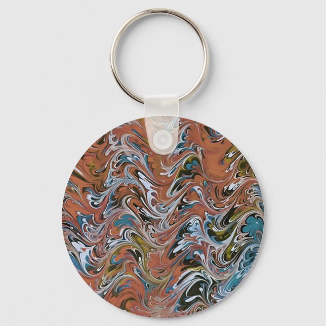 Porte-clés Waves In Red and Blue Acrylic Pour Abstract Art (Recto)