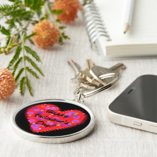 Porte-clés Wavy Valentine's Day Coeur et cercles Porte - clé