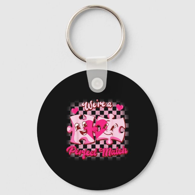 Porte-clés We’re A Perfect Match Love Puzzle Funny Valentines (Recto)
