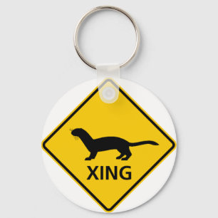 Porte-clés Weasel / Ferret Crossing Highway Sign