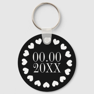 Porte-clés Wedding day date anniversary reminder heart