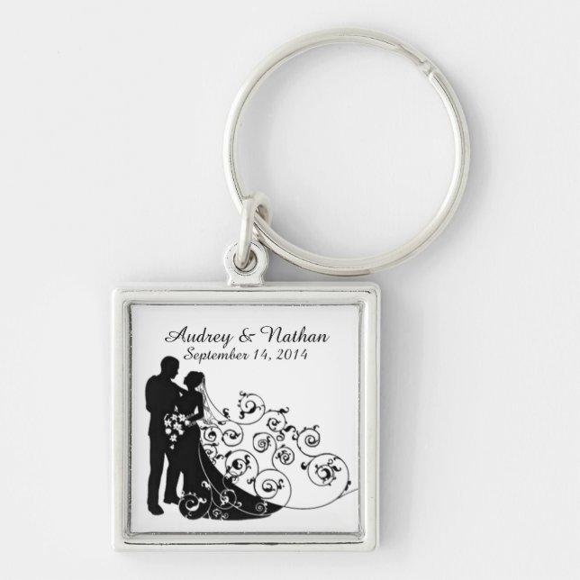 Porte-clés Wedding Day Silhouettes Personalized Key Chain (Devant)