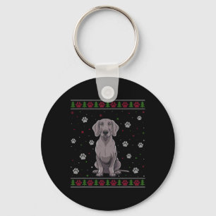 Porte-clés Weimaraner Chandail de Noël Xmas Animal chien L