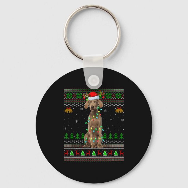 Porte-clés Weimaraner Dog Ugly Christmas Sweaters Holiday San (Recto)