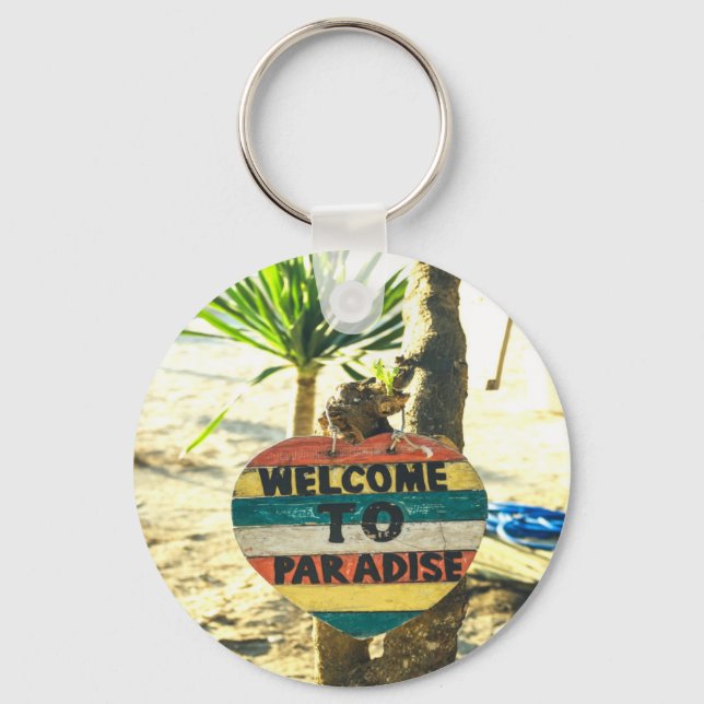 Porte-clés Welcome to paradise Beach Ocean (Recto)