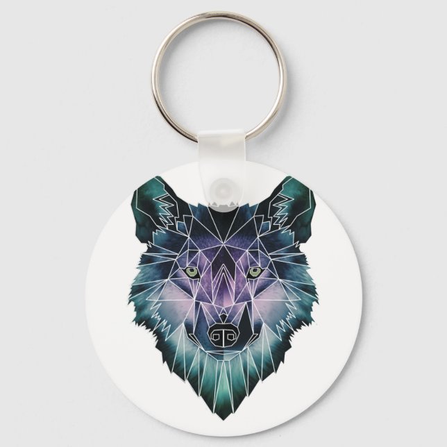 Porte-clés Wellcoda Wild Wolf Face Pack Animal Life (Recto)