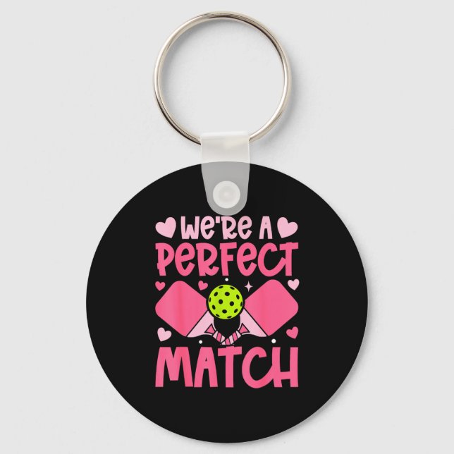 Porte-clés We're A Match Ckleball Couple Paddle Hearts Valent (Recto)