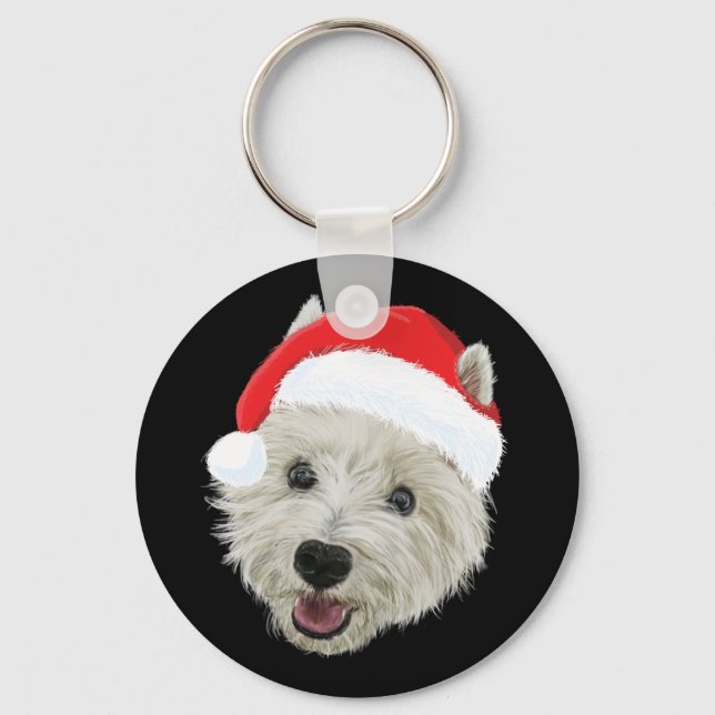 Porte-clés West Highland Terrier Noël Santa Hat (Recto)