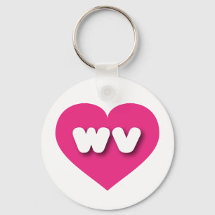 Porte-clés West Virginia coeur rose chaud - J'aime wv