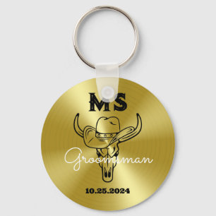 Porte-clés Western Country Cowboy Mariage Monogram Groomsmen