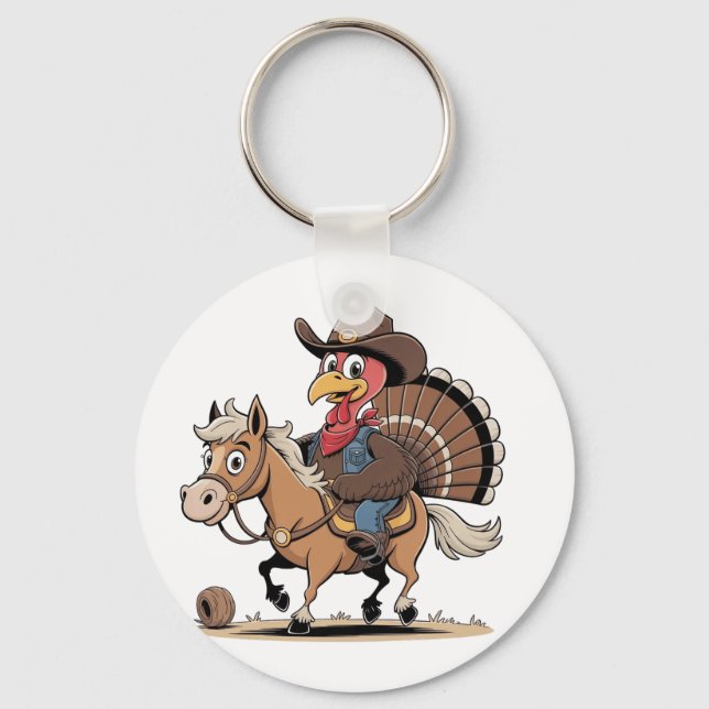 Porte-clés Western Cuisiné Turquie Thankgiving Cowboy Cowgirl (Recto)