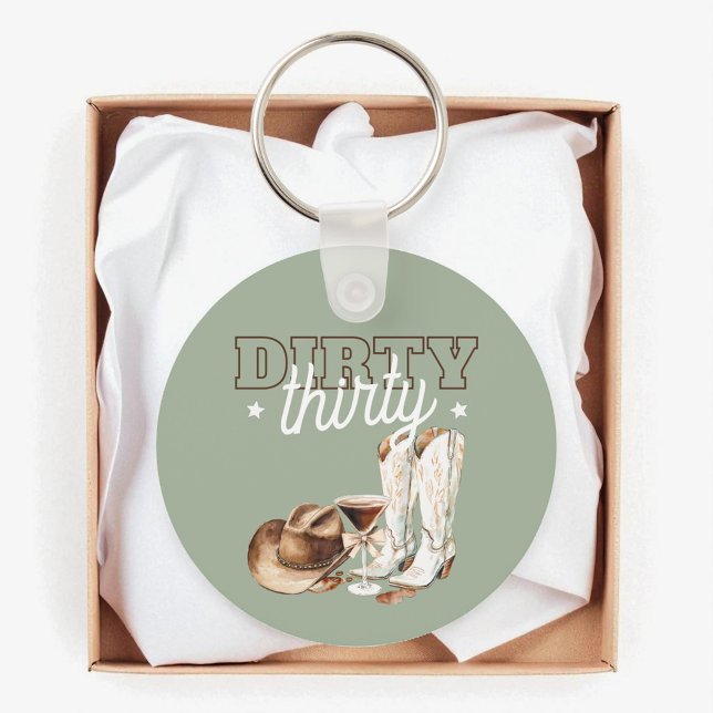 Porte-clés Western Rodeo Dirty Trente fête d'anniversaire (Western Rodeo Dirty Thirty 30th Birthday Party Keychain)