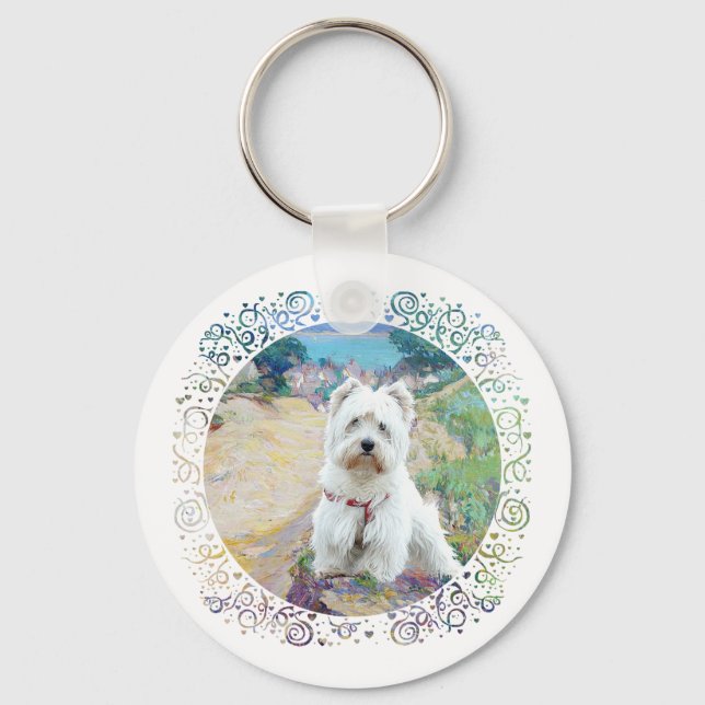 Porte-clés Westie au bord de la mer (Recto)