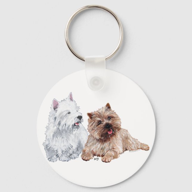Porte-clés Westie avec un Cairn Terrier brun (Recto)