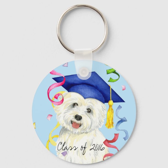 Porte-clés Westie Graduate (Recto)