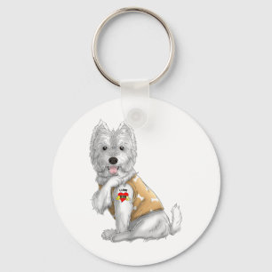 Porte-clés Westie I Love Maman Tattoo Chien Chemise Drôle Mèr