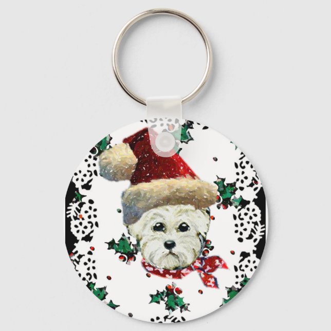 Porte-clés Westie Santa (Recto)