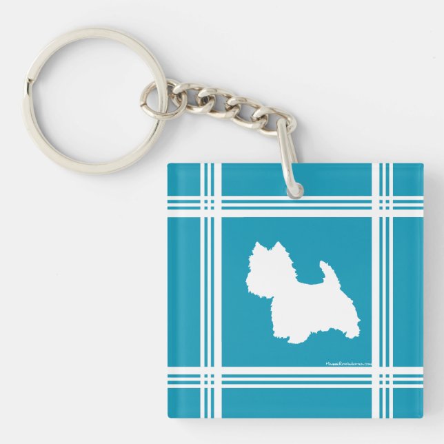 Porte-clés Westies turquoise (Devant)
