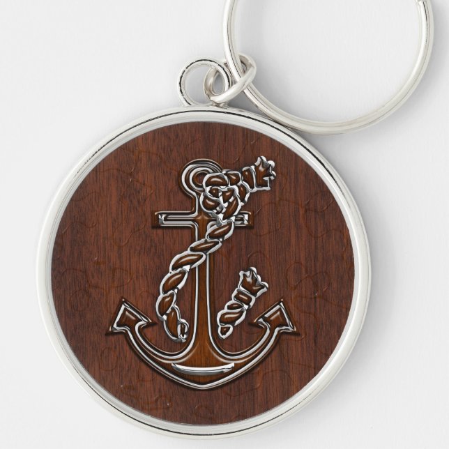 Porte-clés Wet Nautical Mahogany Anchor Steel Decor (Devant)