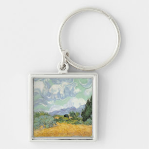 Porte-clés Wheatfield de Vincent van Gogh avec des cyprès,