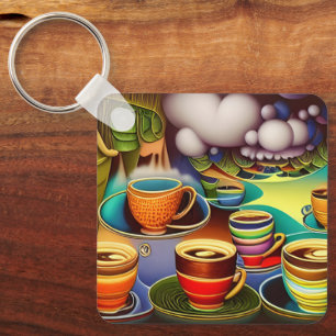 Porte-clés Whimsical Land of Coffee Cups
