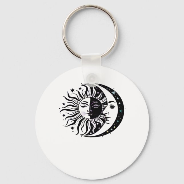 Porte-clés Whimsigoth Aquarelle Sun Moon Witchy Classic (Recto)