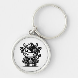 Porte-clés Whimsigoth Cyborg Cow Art Vintage Design Classique