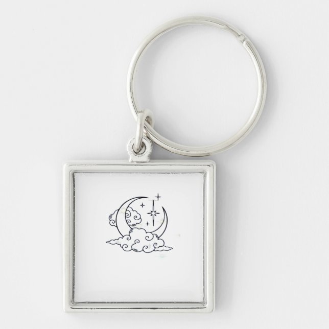 Porte-clés Whimsigoth Nuages Lune Witchy Classic (Devant)