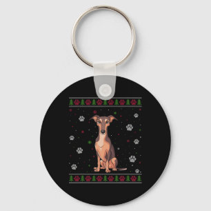 Porte-clés Whippet Chandail de Noël Xmas Animal chien amour