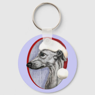Porte-clés Whippet Christmas Black Père Noël